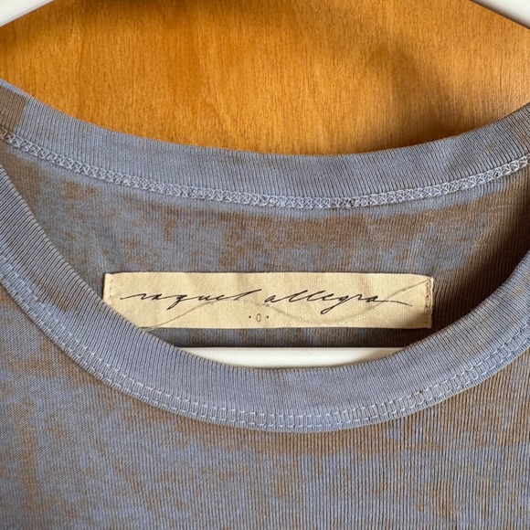 Raquel Allegra Distressed Tie Dye Muscle Tank Top Blue Brown 0 - Picture 2 of 9